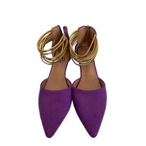 Golden Ankle Strap Kitten Heels